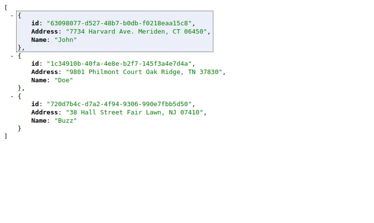 Json results in the browser