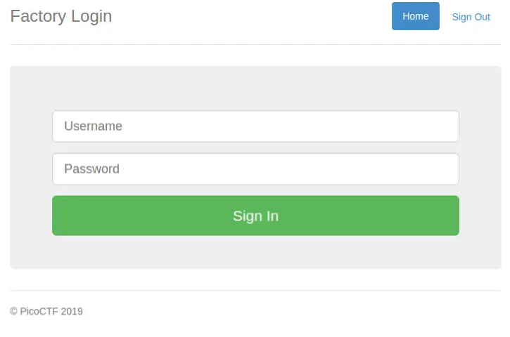 Factory login page
